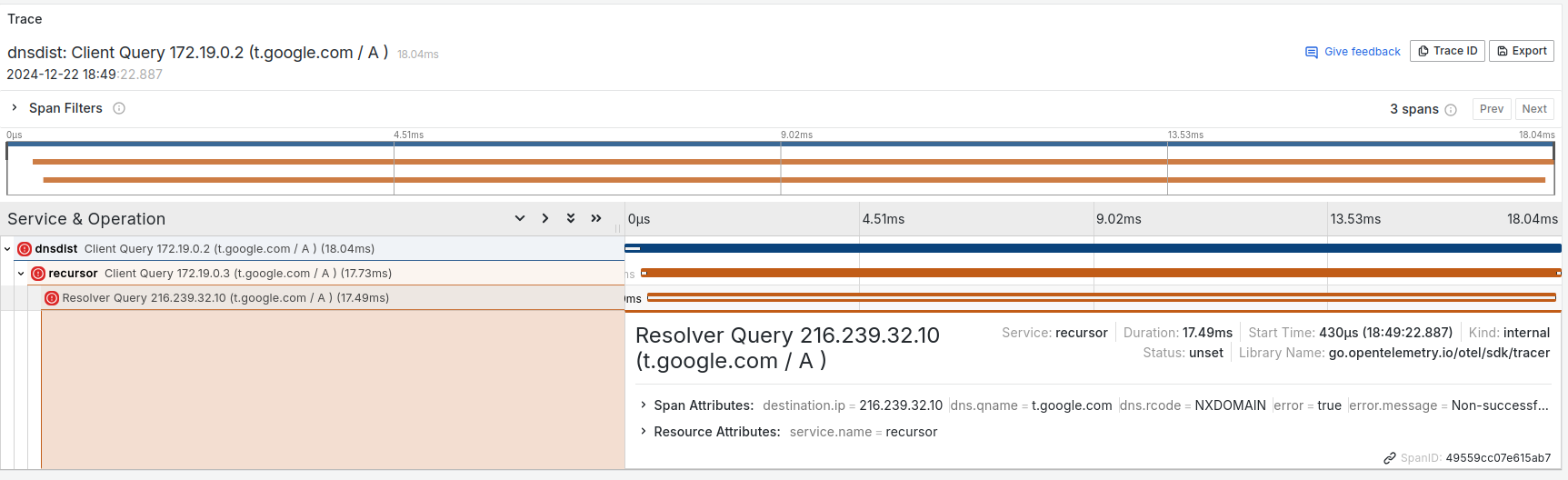 Example with DNS error